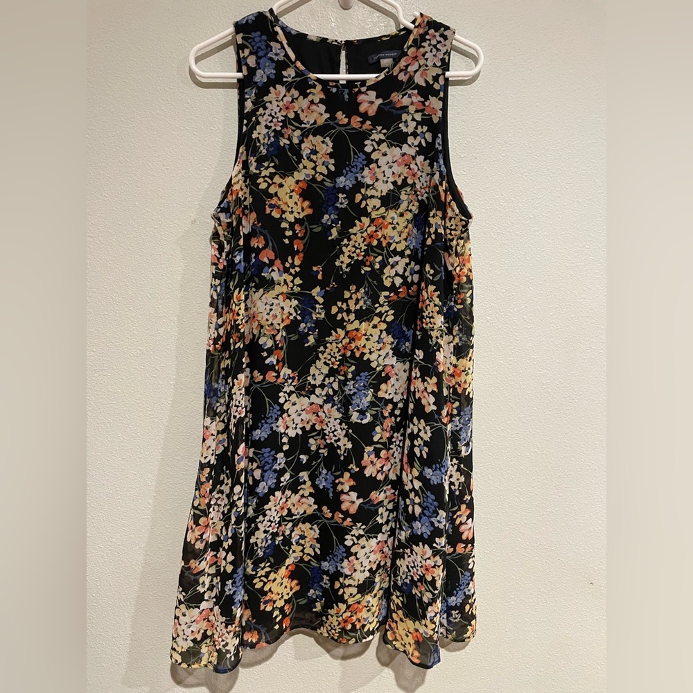 Tommy Hilfiger Navy Sheer Floral Sleeveless Dress.